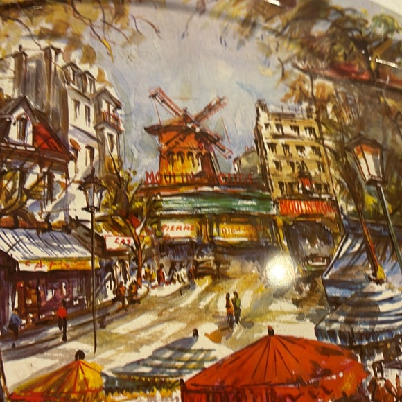 Vintage Paris Street Scene Tin Serve Platter - Daher Decorated Ware~1971 England - Picture 2 of 9